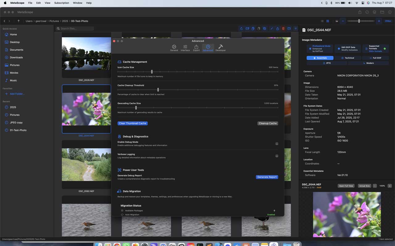 MetaScope EXIF data editing